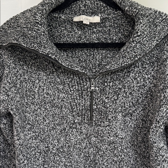 LOFT Half Zip Black and White SweaterSize Small - Picture 4 of 9